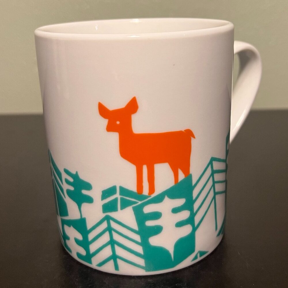 MAGPIE Mengsel Doe Deer Forest Ceramic Coffee Cup Mug Green Orange Britain 14oz